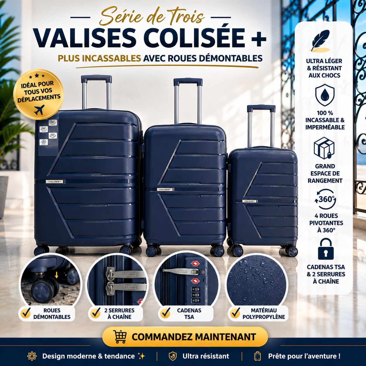 Set Valises Colisée + Série de 3 Ultra Résistantes