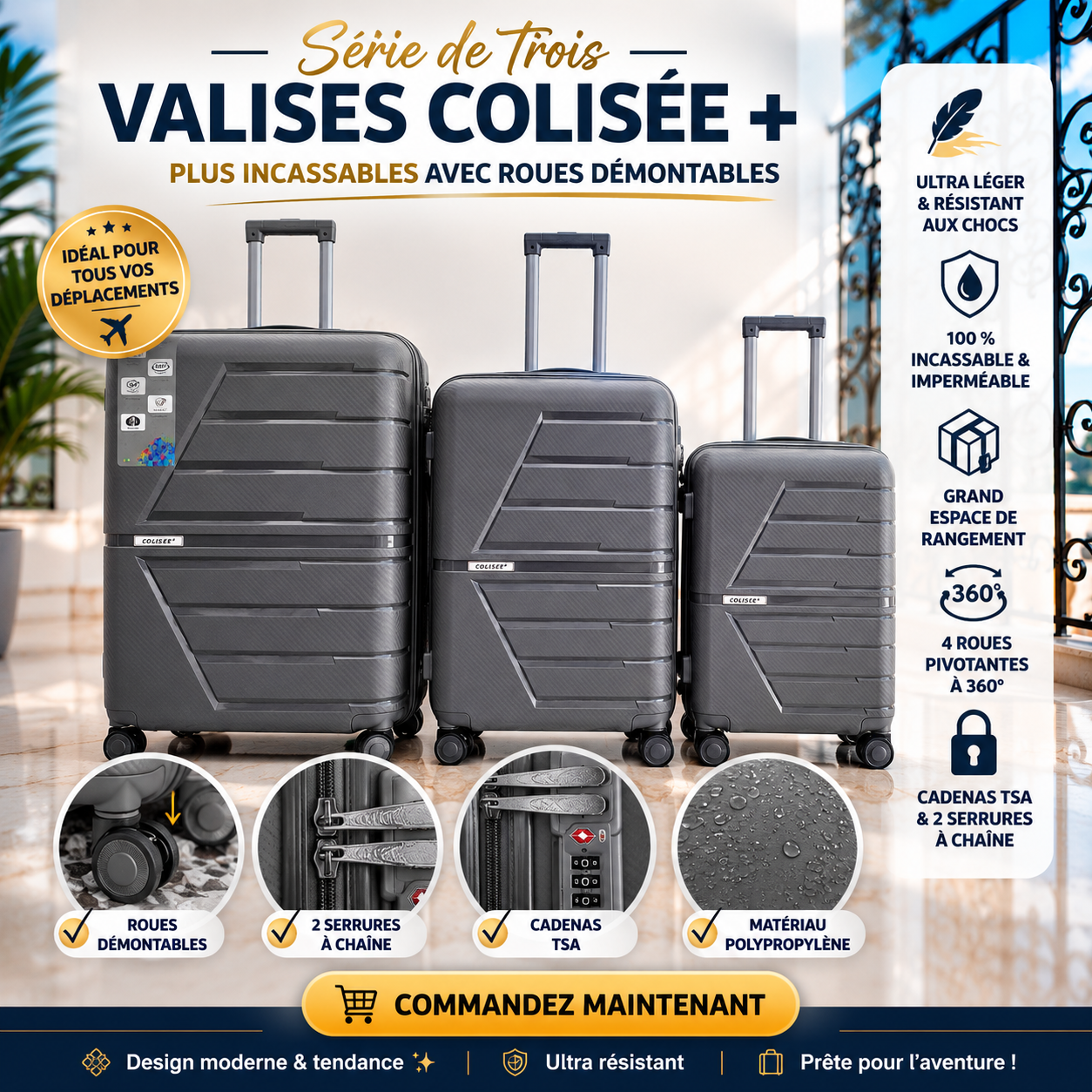 Set Valises Colisée + Série de 3 Ultra Résistantes